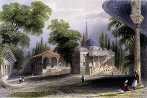 セライボヌーの3番目の裁判所、1850年（着色されたアクアチント） 作： William Henry Bartlett