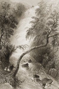 ターク滝、アイルランド、キラーニー州、ジョージヴァーチュー作「アイルランドの風景と古代」1860年代 作： William Henry Bartlett