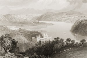 1860年代のジョージ・バーチューによる「アイルランドの風景と古代」からのアイルランド、ヨーグル（コーク郡）とリズモア（ウォーターフォード郡）の間のブラックウォーターの谷 作： William Henry Bartlett
