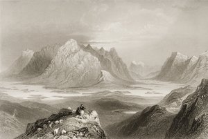 1860年代のジョージ・バーチューによる「アイルランドの風景と古代」からのゴールウェイ州、コネマラ、クロナカルティンヒルからの眺め 作： William Henry Bartlett