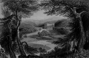 ドラムランリッグ城、ダンフリーシャーのビュー 作： William Henry Bartlett