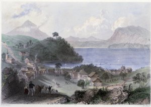 ジョージヴィルとその湖の眺め - ウィリアム・ヘンリ・バーレット編「カナダの風景」よりジョージ・バーチュー 作： William Henry Bartlett