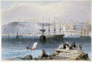 Vue de Québec et de son port (Canada) - "Canadian Scenary illustrated" by William Henri Barlett, ed.ジョージ・バーチュー 作： William Henry Bartlett