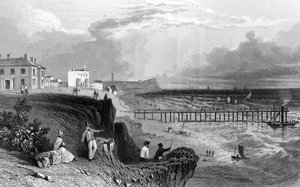 1832年、ウィリアムトムブルソンによって彫刻されたエセックスのウォルトンオンザネーズ 作： William Henry Bartlett