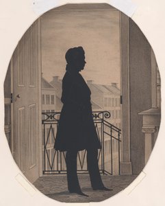 開いた窓の前の青年のシルエット（右向き） 1860年以前 作： William Henry Brown
