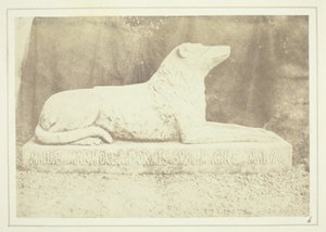 アボッツフォードの広間のドア脇にあるW・スコット卿の愛犬マイダの置物。 作： William Henry Fox Talbot