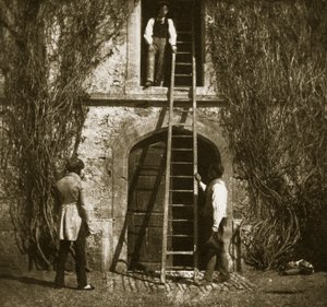 はしご、1844年4月（カロタイプネガからの塩紙印刷） 作： William Henry Fox Talbot