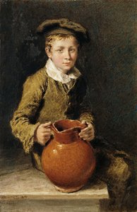 投手とベンチに座った少年、1839年