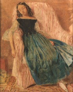 椅子で眠っている少女（水彩とボディカラー） 作： William Henry Hunt