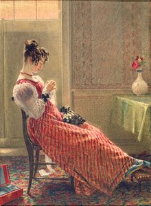 裁縫する婦人 1830年頃（紙に水彩） 作： William Henry Hunt