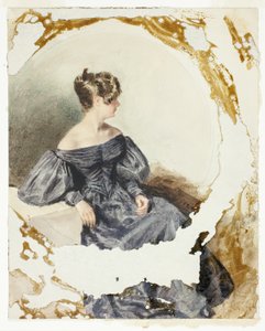 黒いガウンで座っている女性 作： William Henry Hunt