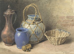ジンジャージャーのある静物、c.1825（紙のグラファイトの上にトイレ）