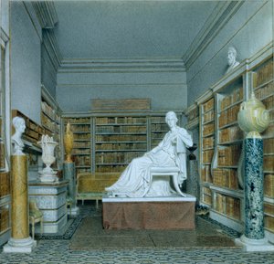 チャッツワースの旧図書館（水彩・紙 作： William Henry Hunt