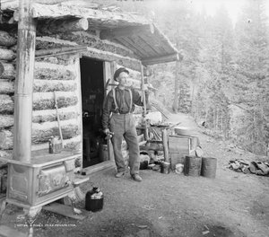 1900年頃のコロラド州パイクスピークの探鉱者（モノクロ写真 作： William Henry Jackson