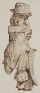 かつてオークの彫刻が施された人物で、1834年にイーストチープにあるイノシシの頭酒場の敷地に建てられた家の戸口にあります（紙に洗ってください） 作： William Henry Kearney