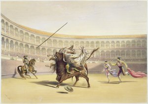 ピカドールと馬を投げる雄牛、1865年 作： William Henry Lake Price