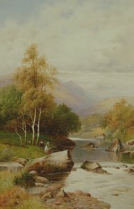 ウェールズのフェスティニオグバレーの静かなスポット、1909年 作： William Henry Mander