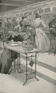 電話室で仕事中 作： William Henry Margetson