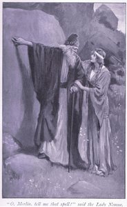 O、マーリンはその呪文を教えてくれます！と女性は言った 作： William Henry Margetson