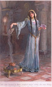 彼女は尼僧で育てられている間、魔法を勉強したことが知られていました 作： William Henry Margetson