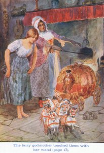 妖精の名付け親は彼女の杖、シンデレラ、1925で彼らに触れました 作： William Henry Margetson