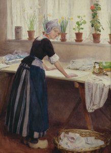 ランドリーメイド、1915年（紙にトイレ） 作： William Henry Margetson