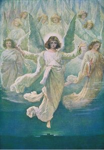 天使の聖歌隊、トーマスネルソン発行の聖書絵本、1950年頃 作： William Henry Margetson