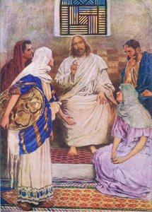 二人の姉妹、トーマス・ネルソン発行の聖書絵本、1950年頃 作： William Henry Margetson