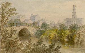 湖、リージェンツパーク、ロンドンの古い橋 作： William Henry Prior