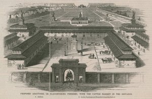 牛市場が遠方にある、提案されている食肉処理場、またはと畜場 作： William Henry Prior