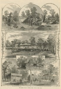 ヴィクトリア・パークへの女王の訪問：パーク内の風景（エングレーヴィング 作： William Henry Prior
