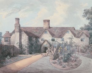 カントリーハウスの庭で太鼓を弾く少年、1793年（紙の上にグラファイトの上にペンとインクでトイレ） 作： William Henry Pyne