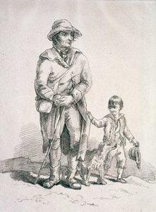 犬と少年を連れた田舎者《プロヴィンスタイル・キャラクター》1813年 作： William Henry Pyne