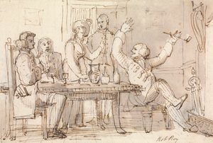 Rob Roy へのイラスト: パーティーで飲むインテリア 作： William Henry Pyne