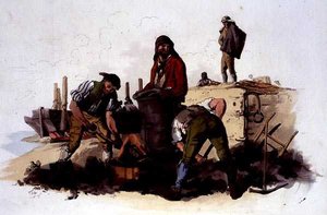 ウィリアム・ミラーが出版した「Costume of Great Britain」よりCoal Heavers。 作： William Henry Pyne