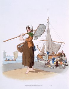 ウィリアム・ミラー発行の「イギリスのコスチューム」の女性シュリンパー、1805年 作： William Henry Pyne
