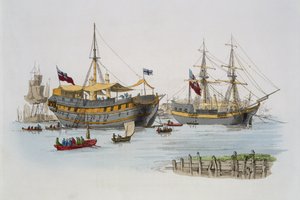 刑務所の船、「イギリスの衣装」から、ウィリアムミラー、1805年発行