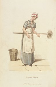 「ミニチュアの世界」、1827年の女中（印刷） 作： William Henry Pyne
