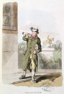 「イギリスのコスチューム」の新聞記者（印刷） 作： William Henry Pyne