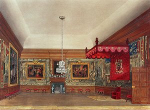 1818年、パインの「ロイヤルレジデンス」からハンプトンコートの玉座の間