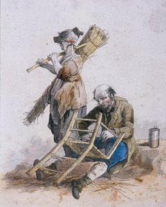 二人の椅子職人、地方のキャラクター、1804年 作： William Henry Pyne