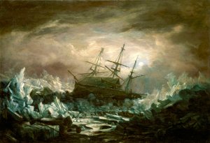 1837年夏、北極圏におけるHMS「テラー号」、バック船長の危険な地位 作： William Henry Smyth