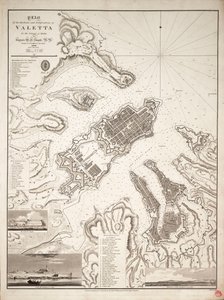 マルタ島ヴァレッタの港と要塞の平面図、1821年頃（エングレーヴィング） 作： William Henry Smyth