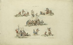 キャンプシーン、1803（カラーエッチング） 作： William Henry after Pyne