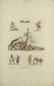 キャンプシーン、1803（カラーエッチング） 作： William Henry after Pyne