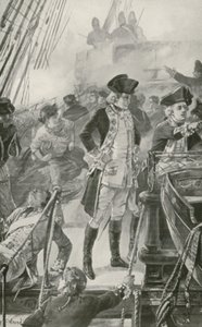 ロドニー海軍大将が手ごわい船上での戦いを指揮 作： William Heysham Overend