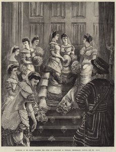 ウィンザーでのコンノート公爵夫人の結婚、花嫁を待っている花嫁介添人 作： William Heysham Overend