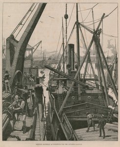 ウリッジでのソウアキム鉄道のための出荷材料（彫刻 作： William Heysham Overend
