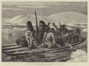 カヤックのシンプソン海峡を渡るアメリカのフランクリン探検隊 作： William Heysham Overend