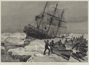 1881年8月21日、フランツジョセフランドのケープフローラ沖のエイラの創設者、エイラ北極探検隊 作： William Heysham Overend